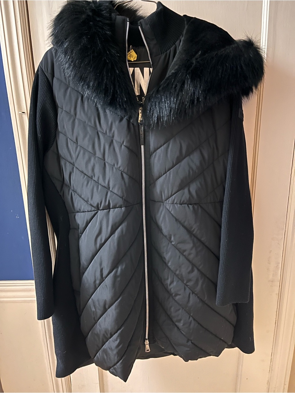 DKNY Women’s Quilted Faux-Fur Trim Women's Coat-Size 2 X